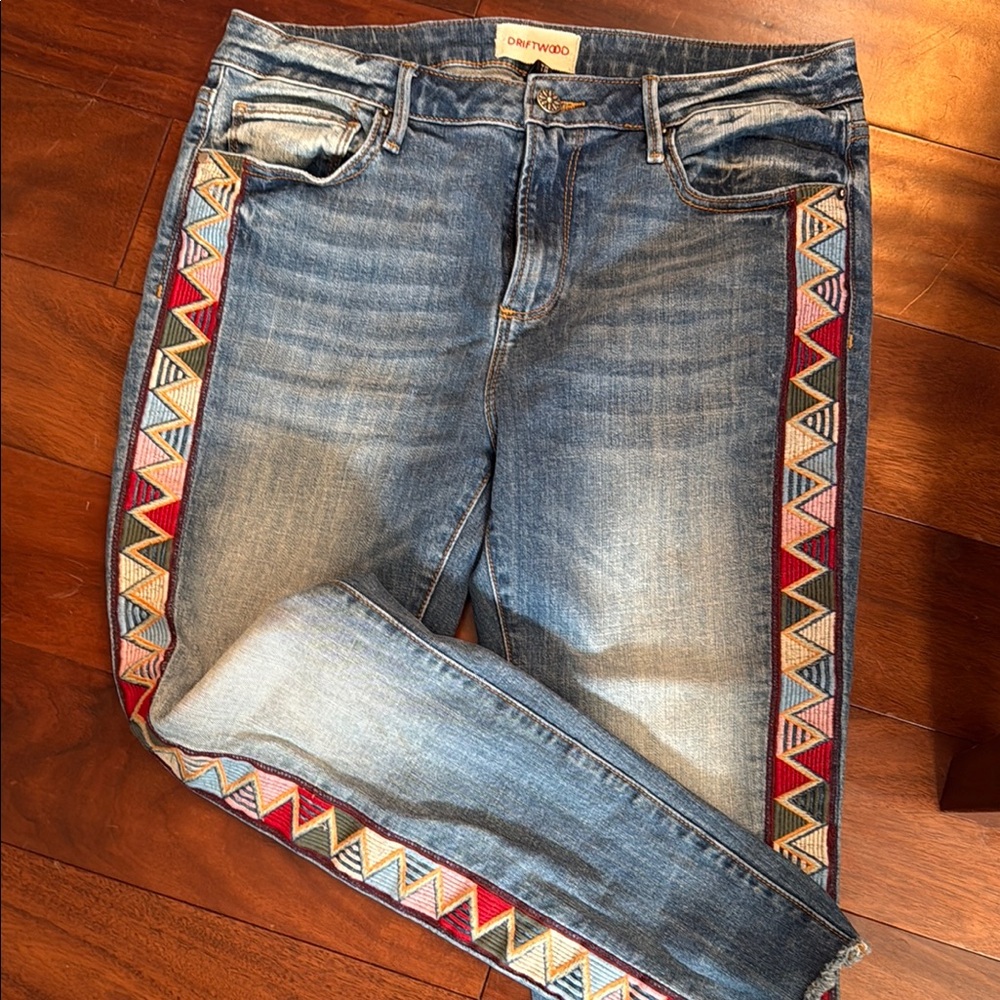 Driftwood Women's Denim Jeans with Vibrant Embroidery
